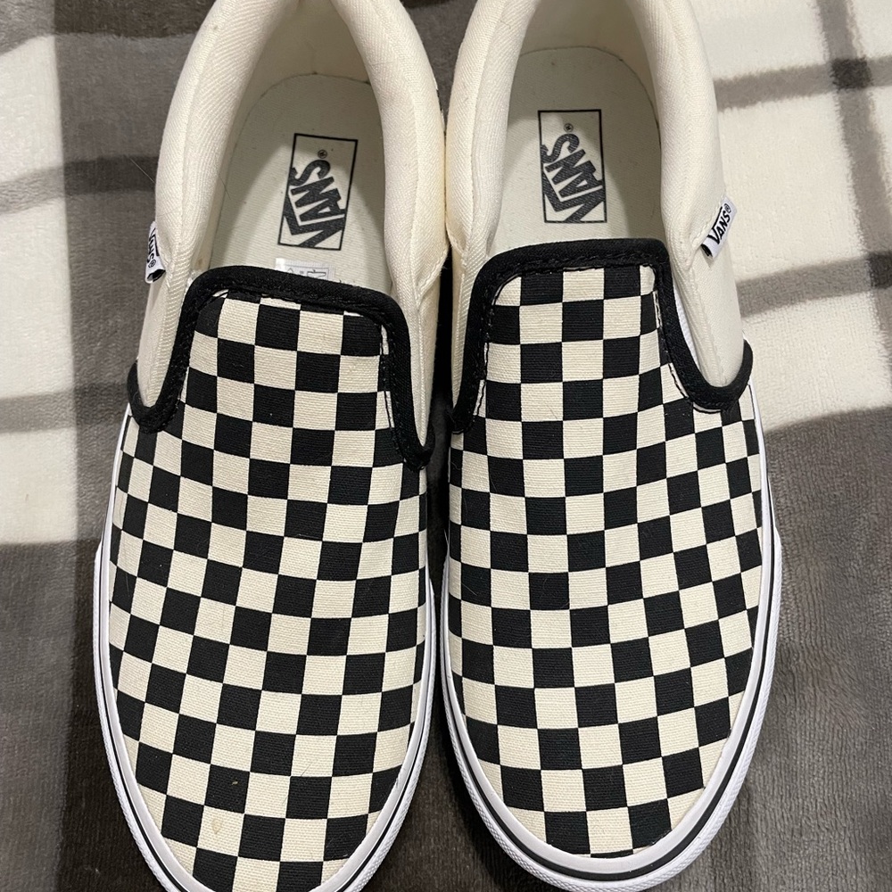 Vans Kids Checkered Slip-On Sneakers - Black and Cream